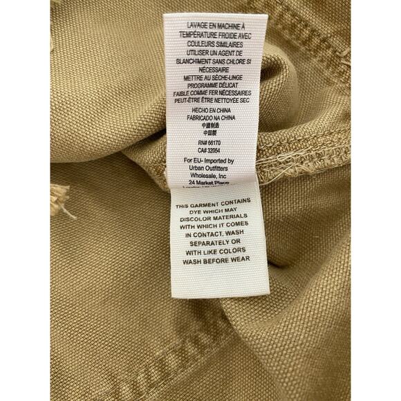 Free People Khaki Tan Cargo Denim Mini Skirt Sz 27 Y2K Grunge Distressed - Picture 8 of 10